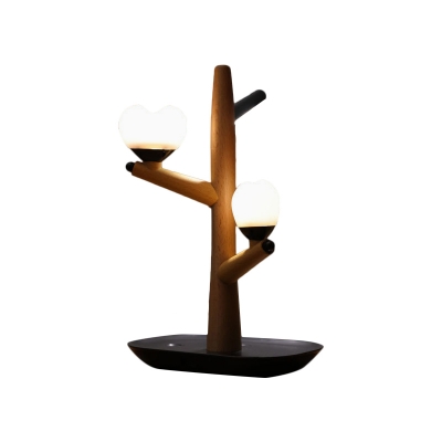 Wood Love Tree USB Charging Table Light Modern Creative Brown LED Nightstand Lamp for Bedside