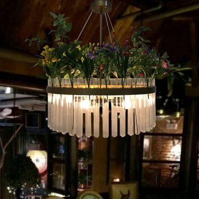 6 Bulbs Test Tube Suspension Lamp Vintage Black Opal Glass Chandelier Lighting Fixture