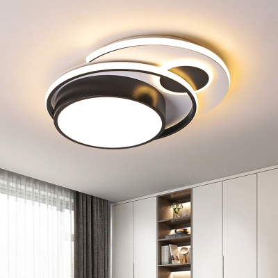 Black and White LED Circle Ceiling Lamp Nordic Style Acrylic Flush Mount Lighting Fixture