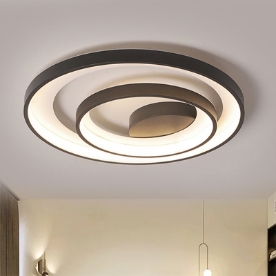 Black Rings Flush Ceiling Light Modern 16.5