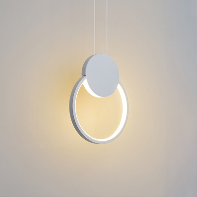 Black/White Circle Pendant Lamp Contemporary LED Acrylic Ceiling Hang Fixture in Warm/White Light