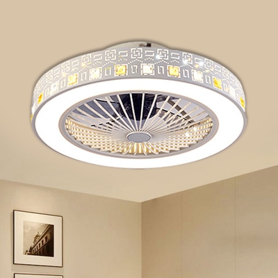 

Chrome Round Fan Light Kit Contemporary / Dia LED Crystal Semi Flush Mount for Living Room, HL692985