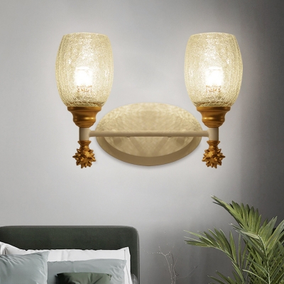 Clear Crackle Glass Cup Wall Sconce Modern Style 1/2-Head Blue/Gold/Dark Blue Wall Lighting Ideas for Bedroom