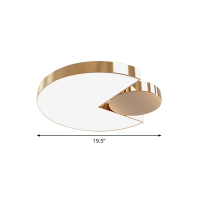 Contemporary LED Ceiling Fixture Gold Round Flush Mount Light with Metallic Shade