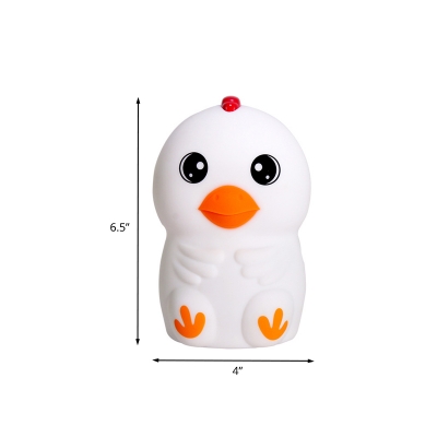 Cute Chick Clasp Sensing Table Light Cartoon Rubber Baby Room Touch LED Nightstand Light in White