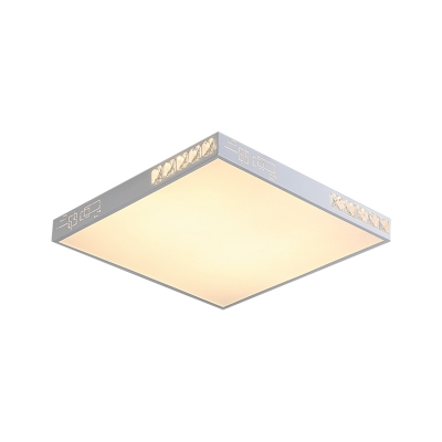 LED Bedroom Flush Mount Fixture Minimalism White Ceiling Flush with Square Acrylic Shade, 16