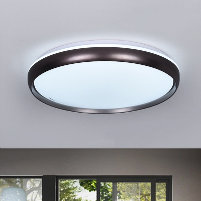 LED Parlor Ceiling Lighting Modern Dark Brown/Copper/Dark Gold Flush Mount Fixture with Round Metal Shade