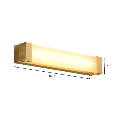 LED Toilet Wall Mounted Light Modernism Brass Vanity Sconce with Rectangle Acrylic Shade, 12