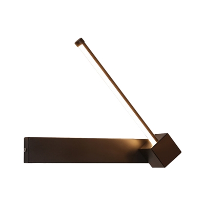 Linear Wall Mount Lighting Simple Metal LED Bedside Wall Lamp with Rectangle/Round Backplate in Black, Warm/White Light