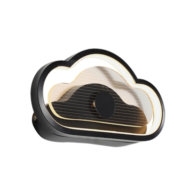 Loving Heart/Cloud Bedside Wall Sconce Acrylic LED Contemporary Wall Mounted Lamp in Black/White