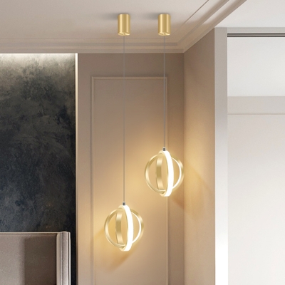 Metallic Circles Hanging Lamp Fixture Contemporary LED Pendulum Light in Gold for Bedroom