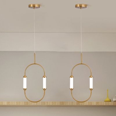 Minimalism Oval Ring Down Lighting Metallic LED Bedroom Pendant Chandelier in Gold