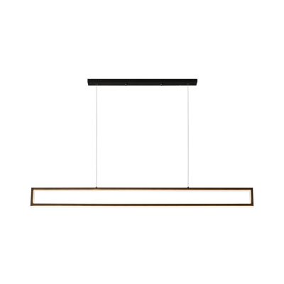 Rectangle Ceiling Hang Fixture Minimalism Metal Dining Room LED Island Pendant in Black, Warm/White/Natural Light