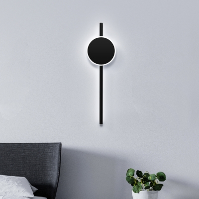Simple LED Wall Light Fixture Black Round Wall Sconce Lighting with Metallic Shade in Warm/White Light