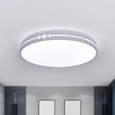 Simple Round Flush Light Fixture Acrylic Sleeping Room LED Ceiling Flush Mount in Black/Grey/White