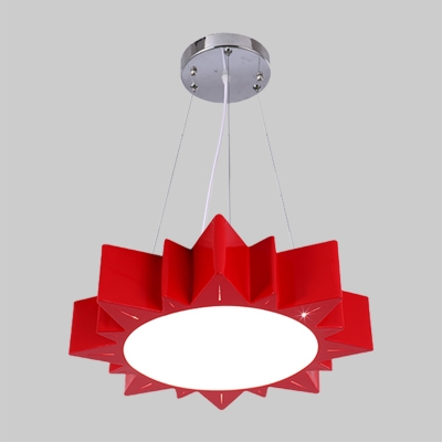 Sun Acrylic Hanging Lamp Kit Simplicity Red/Blue/Yellow LED Pendant Chandelier for Kindergarten