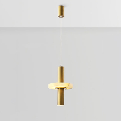 Tubular Restaurant Pendant Lighting Metal LED Minimalism Suspension Pendant Light in Gold
