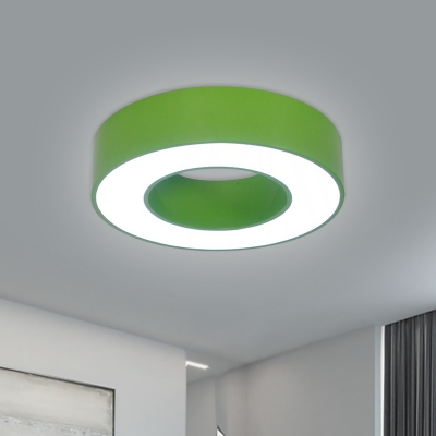 Yellow/Blue/Green Circular Flushmount Minimalist LED Metal Ceiling Mount Light Fixture for Sleeping Room