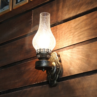1-Bulb Kerosene Wall Light Fixture Industrial Yellow/Clear/Frosted Glass Wall Sconce Lighting for Living Room