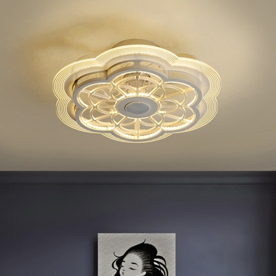 Acrylic Flower Ceiling Fan Light Contemporary 19.5