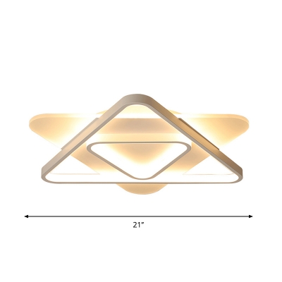Acrylic Triangle Flush Mount Lighting Modernist LED White Ceiling Lamp in Warm/White Light, 17