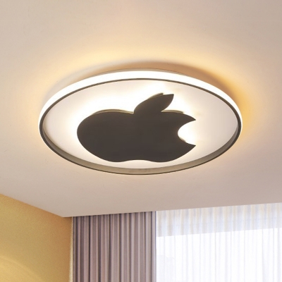 Apple Close to Ceiling Lamp Minimalism Acrylic LED Black Flush Mount Light Fixture