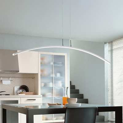 Arc Suspension Lighting Minimalist Metallic Black/White LED Island Pendant in Warm/White Light for Dining Room