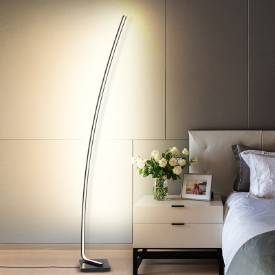 Black/White/Gold Arc Floor Lamp Modernism LED Metal Floor Standing Lighting in Warm/White Light for Sleeping Room