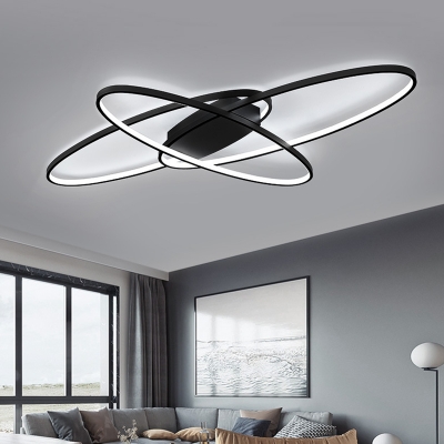 Black/White Stacked Oval Ceiling Lamp Minimalism LED Metal Flushmount Lighting in Warm/White Light