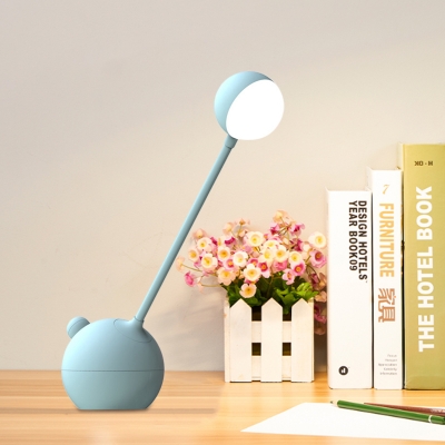 Cartoon Tumbler Rotatable LED Desk Lamp Plastic Kids Room Study Light in White/Blue/Pink with Touch Dimmer Control