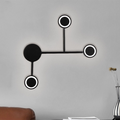 Circle Shape Wall Sconce Minimalist Metallic LED Black Wall Mount Lighting for Study Room, Warm/White Light
