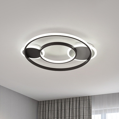 Circular Acrylic Ceiling Fixture Modern LED Black Flush Mount Lighting in Warm/White Light