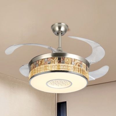 Clear Crystal Round Fan Light Contemporary 19