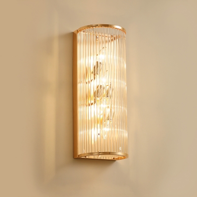 Column Flush Mount Wall Sconce Minimal Crystal 4 Bulbs Living Room Wall Lamp in Gold
