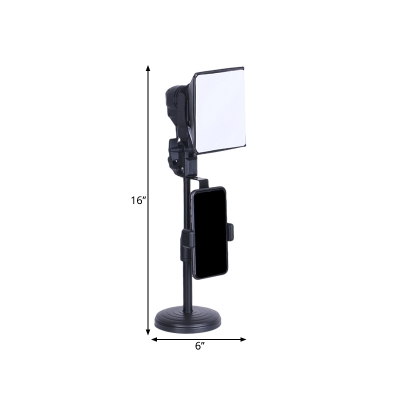 Contemporary Square Fill Light Metallic 1 Head Phone Holder USB Vanity Lighting in Black