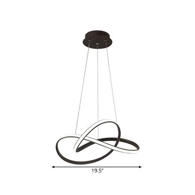 Cycle Design Pendant Lamp Simple Metal Black/White LED Chandelier for Dining Room, Warm/White Light