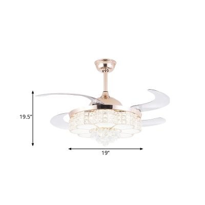 Floral Faceted Crystal Flush Ceiling Fan Simplicity 19