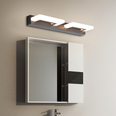 Half-Square Vanity Wall Sconce Modernism Acrylic 2/3 Bulbs Bathroom Wall Lighting in Black, Warm/White Light
