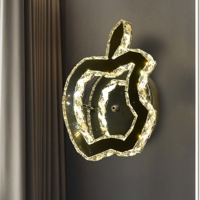 LED Corridor Wall Light Minimalist Stainless-Steel Wall Sconce with Apple Crystal Shade in Warm/White Light
