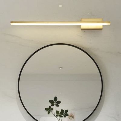 Linear Metallic Wall Light Sconce Nordic LED Gold Vanity Wall Lamp with Lateral Oblong Backplate