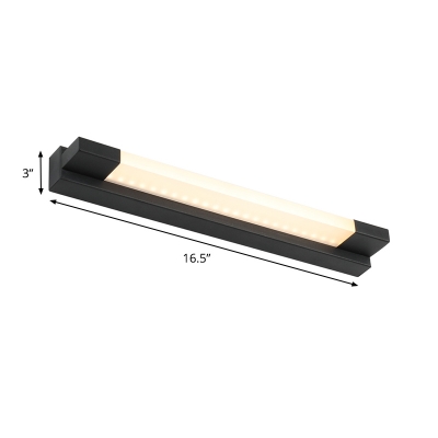 Metal Elongated Rectangle Sconce Minimalist LED Vanity Wall Lamp Fixture in Black, Warm/White Light