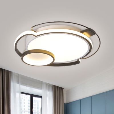 Metallic Circle Flushmount Lighting Modern LED Ceiling Mounted Fixture in Black for Sleeping Room