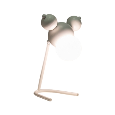 Metallic Mickey Night Lamp Contemporary 1 Light Black/White Finish Nightstand Lamp with U-Shaped Base