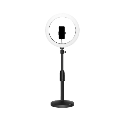 Minimalist LED Fill Flash Light Black Circle USB Vanity Lighting Ideas with Metal Shade