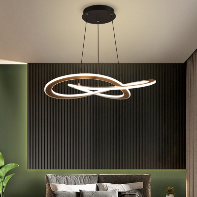 Modernism Crossed Cross Chandelier Metallic Dining Room LED Hanging Pendant Light in Coffee, Warm/White Light