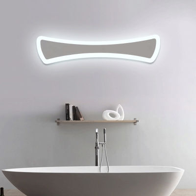 Modernism LED Wall Mount Lighting Silver Slat Vanity Light Fixture with Acrylic Shade