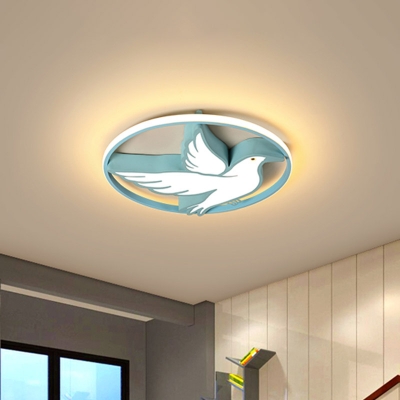 Pigeon Child Room LED Flush Mounted Lamp Acrylic Kids Surface Ceiling Light in Blue, Warm/White Light