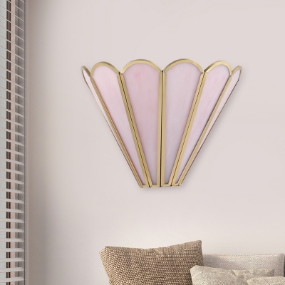 Pink Glass Up Flared Wall Light Sconce Modernism 1 Head Wall Mounted Lighting for Drawing Room
