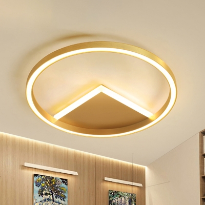 Round Metallic Ceiling Mounted Light Simplicity LED Flush Lamp in Gold for Sleeping Room