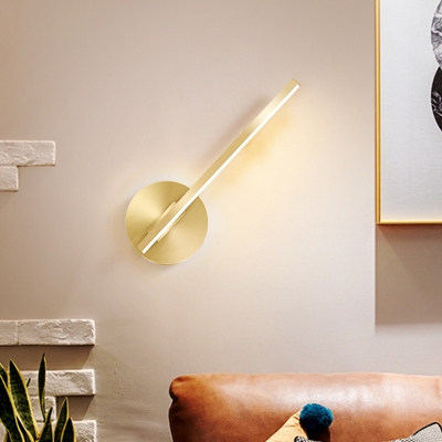 Simplicity Linear Wall Mounted Light Metallic LED Bedside Surface Wall Sconce in Gold